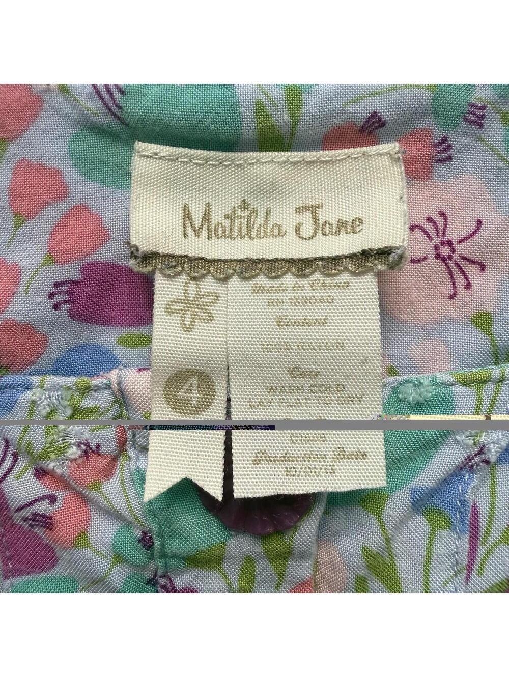 Matilda Jane Girls Dress Size 4 Floral Scallop Hem Flutter Sleeve Boutique - Picture 8 of 8